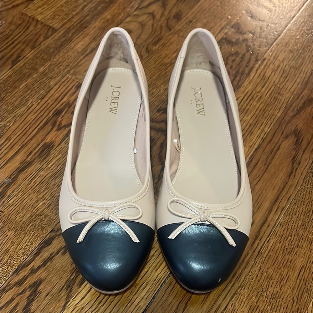 J. Crew Women's Cream and Black Ballet Flats size 8.5